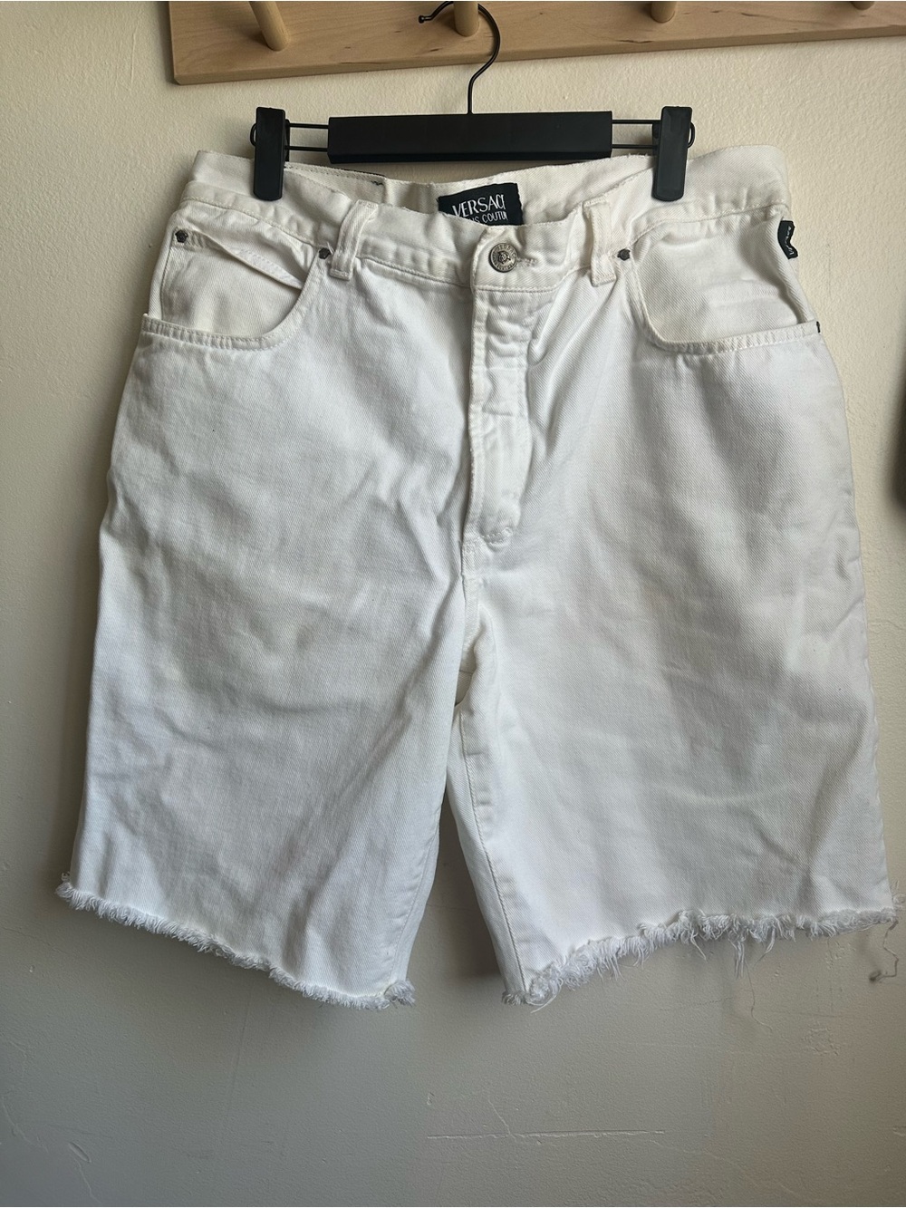 Versace White Men's Denim Cutoff Shorts